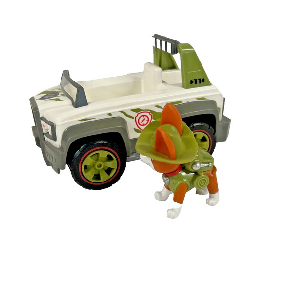 Paw Patrol Jungle Rescue Pup - Tracker Figure W/ Camouflage Cruiser Vehicle Jeep - Picture 2 of 4